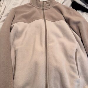 Uniqlo Tan and Cream Teddy Jacket Cozy Fleece Design